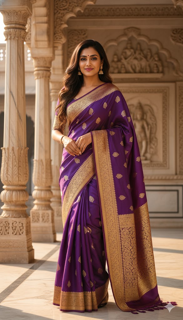 Royal Kanjivaram Silk Saree Look in Palace Courtyard – Indian Heritage Photoshoot