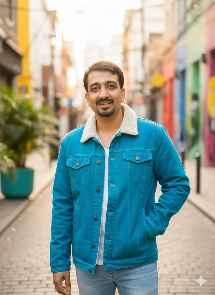 Brazil – Teal Blue Winter Denim Jacket