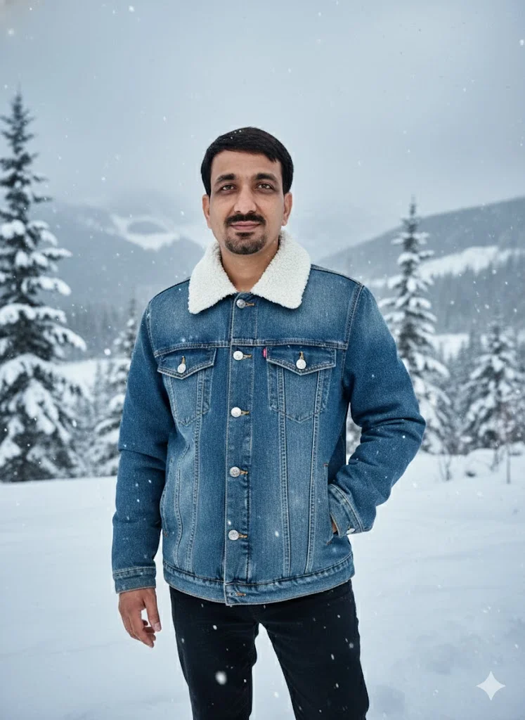 Canada – Mid Blue Denim Jacket with Fur Collar