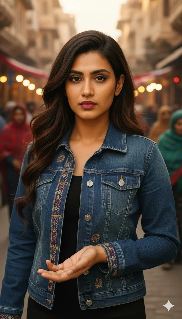 India – Indigo Denim Jacket with Ethnic Touch