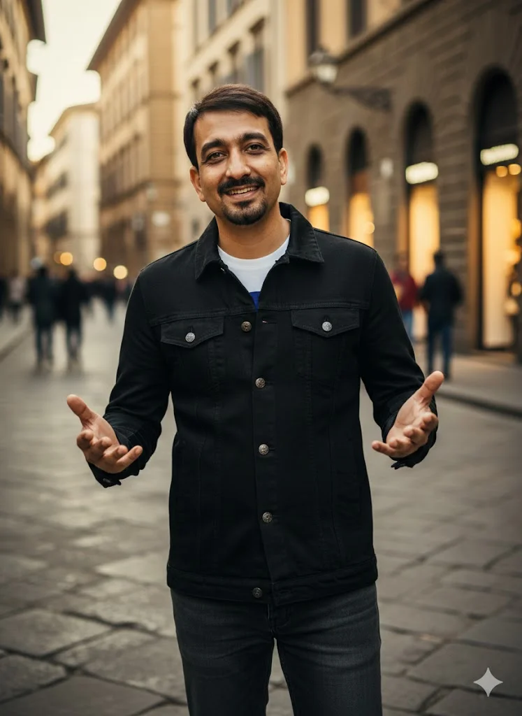 Italy – Black Denim Winter Jacket