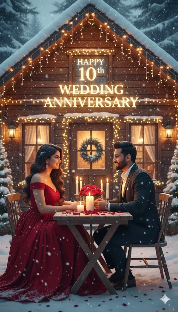 Snowfall House Front – Anniversary Couple Prompt