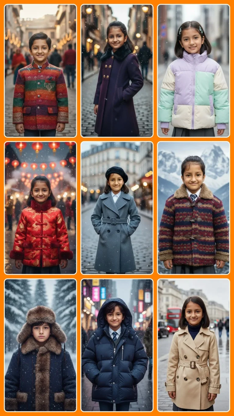 Asian & European Country Inspired Winter Jackets Image Prompts