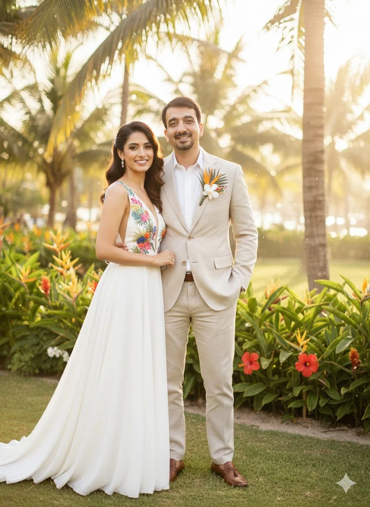 Brazil Couple – Tropical Wedding Album Poster Prompt