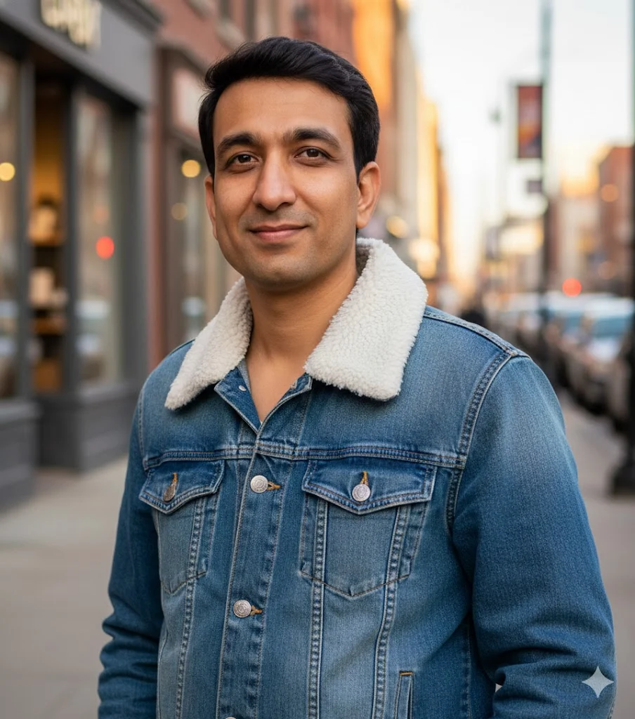 Denim Winter Jacket with Fur Collar