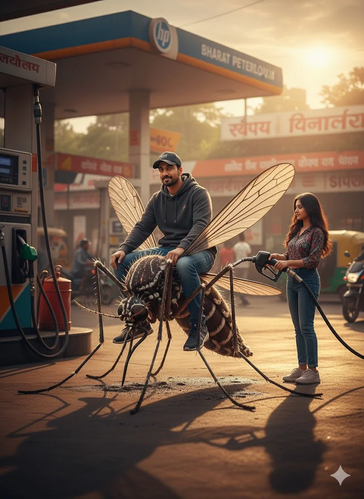 Giant Indian Mosquito As If Riding A Motorcycle