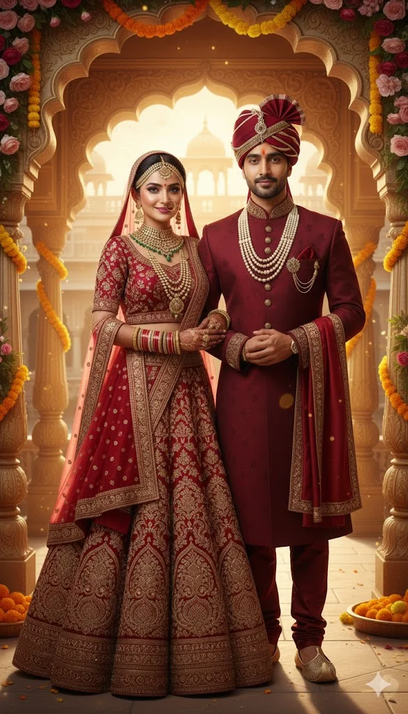 Indian Couple – Royal Wedding Album Poster Prompt