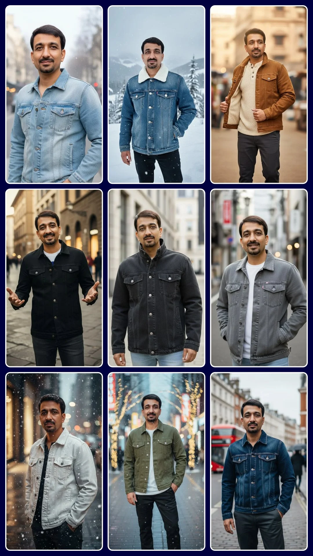 Men’s Winter Denim Jackets Image Generation Prompts