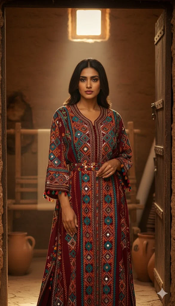 Moroccan Amazigh Tribal Embroidered Kaftan