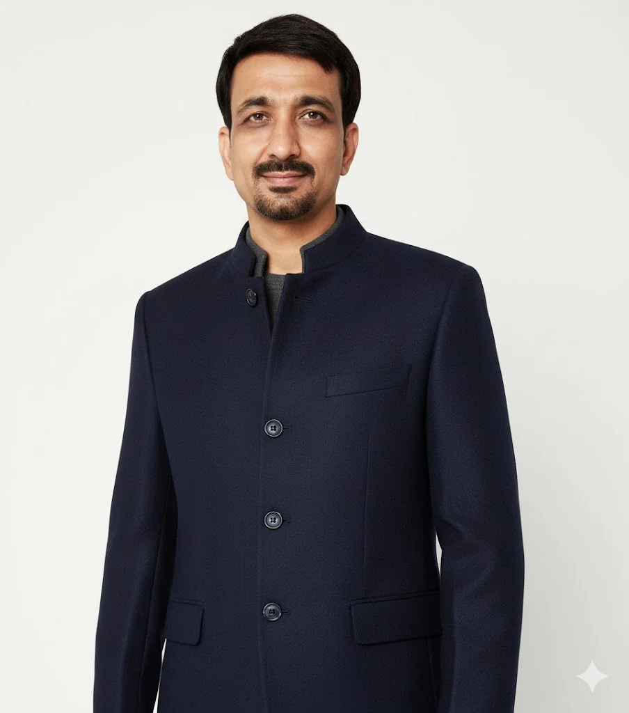 Navy Blue Wool Blend Jacket