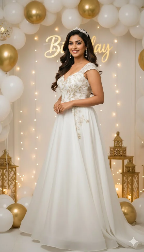 Elegant White Birthday Dress