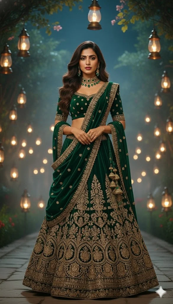 Home 6 Emerald Green Designer Lehenga