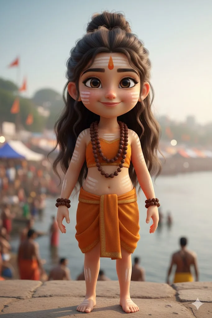 Cartoon Kid Character Inspired By Female Naga Baba