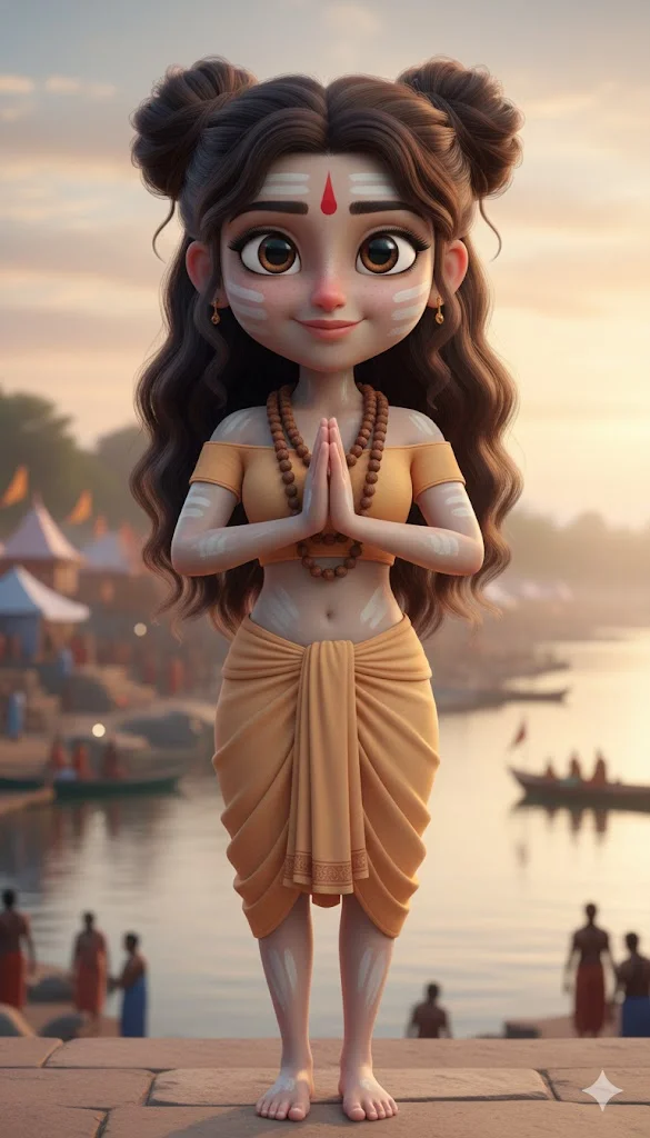 Cartoon Kid Girl Inspired By Female Naga Sadhvi