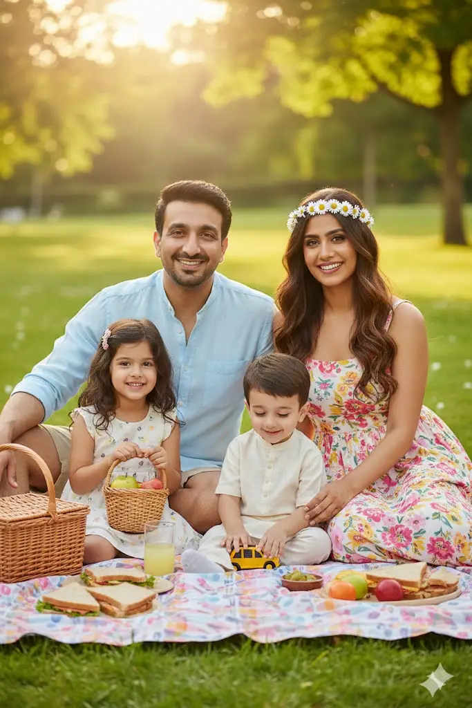 Cute Picnic Family