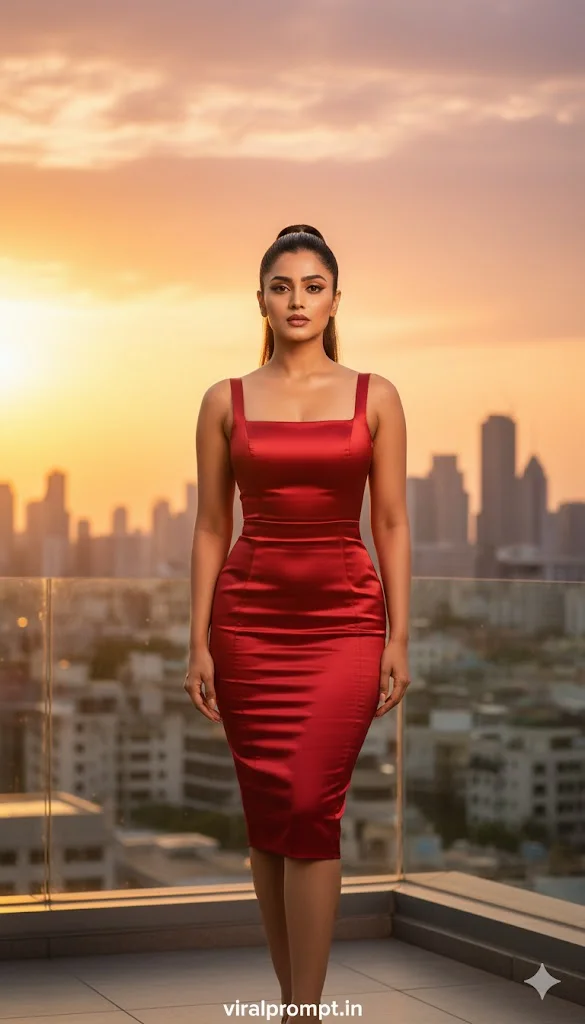 Luxury Red Dress Evening Look