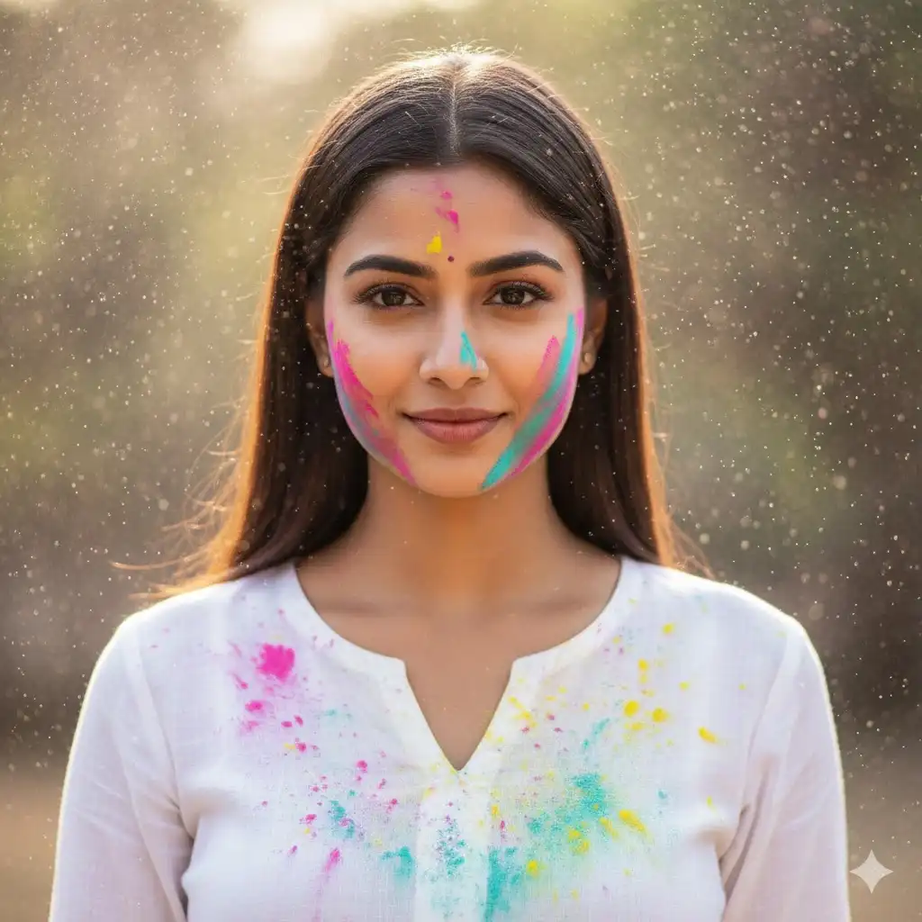 Minimal Aesthetic Holi Portrait