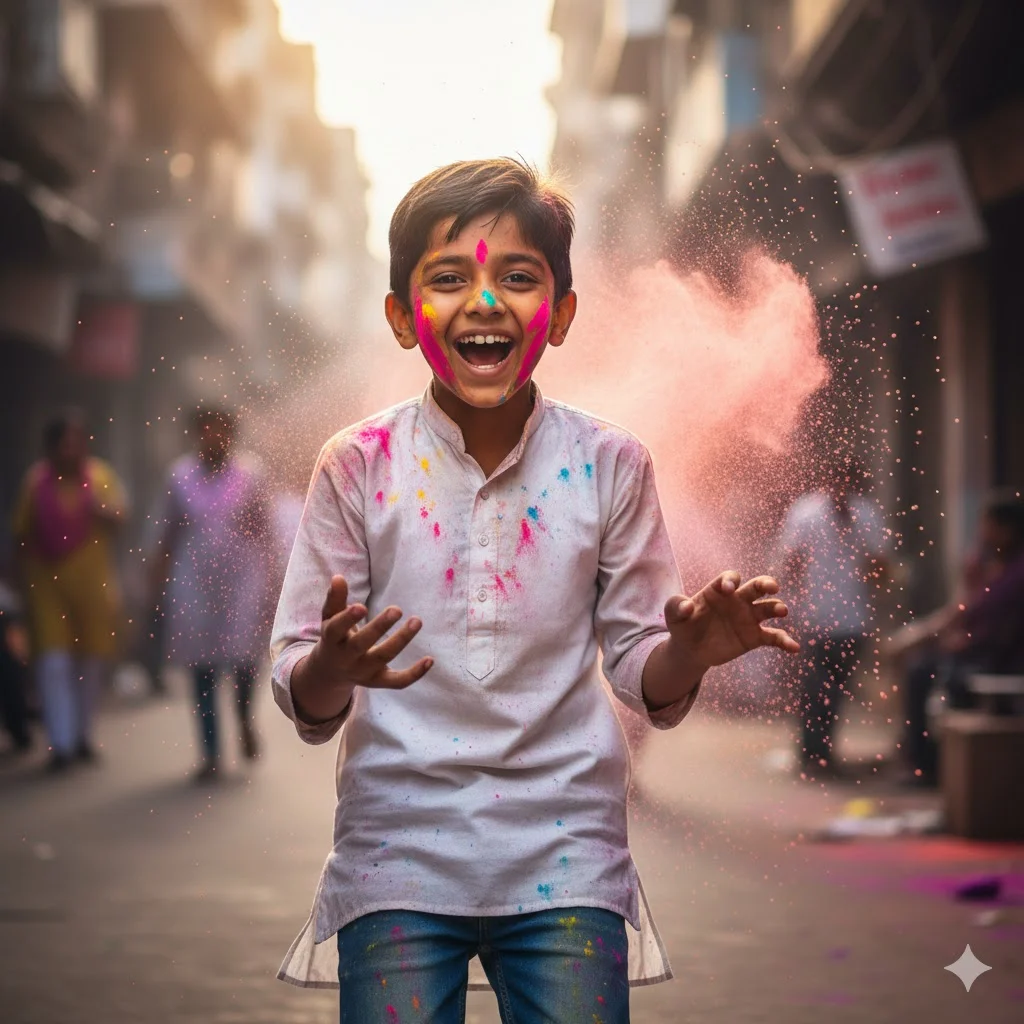 Kids Photo Prompts 6 Street Style Holi Boy