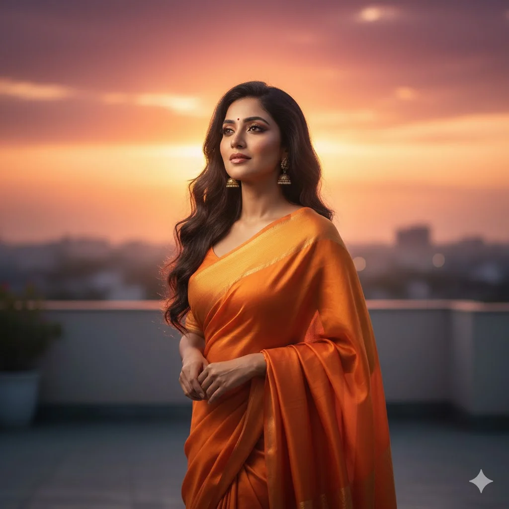 Sunset Saree Cinematic Look