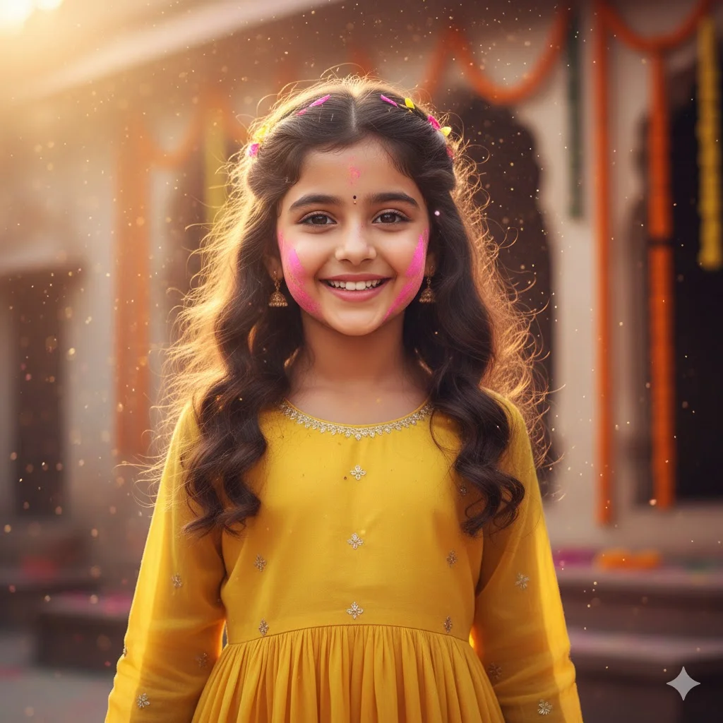 Kids Photo Prompts 5 Yellow Anarkali Girl