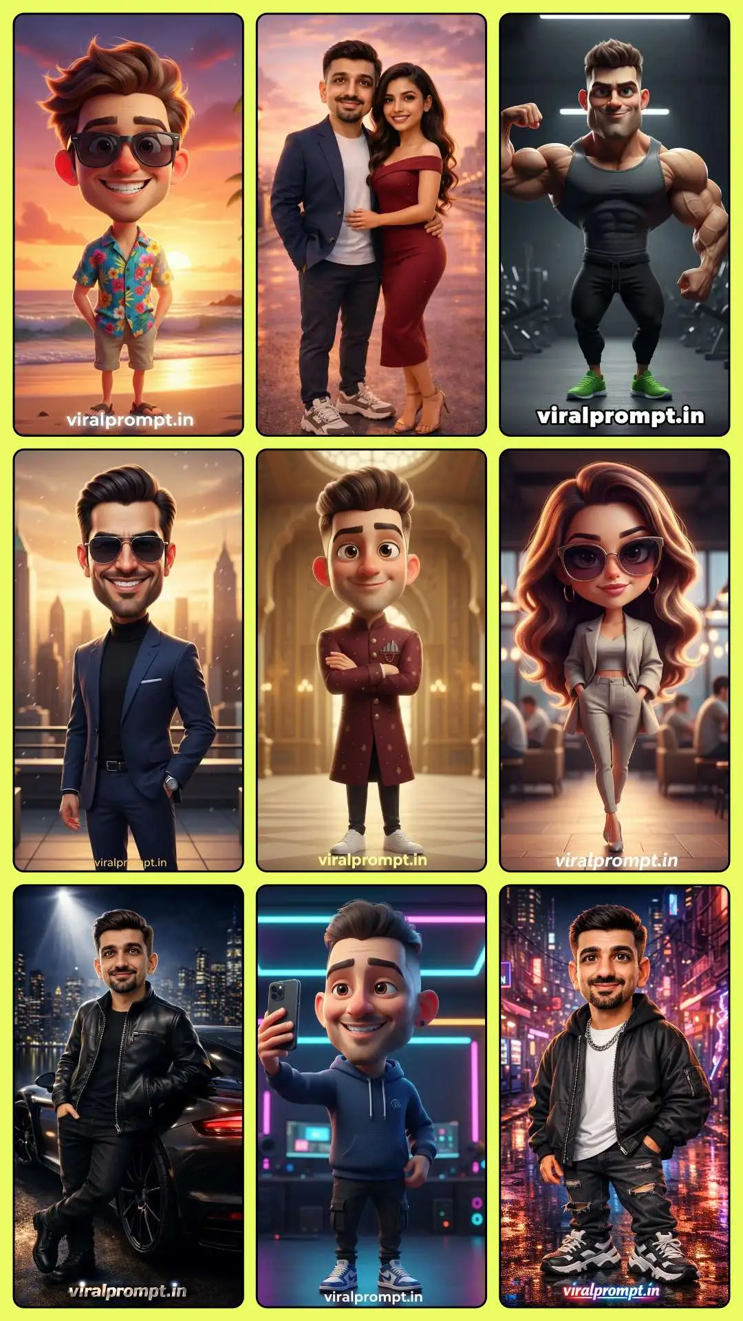 Gemini and Chatgpt Caricature Prompt Pack