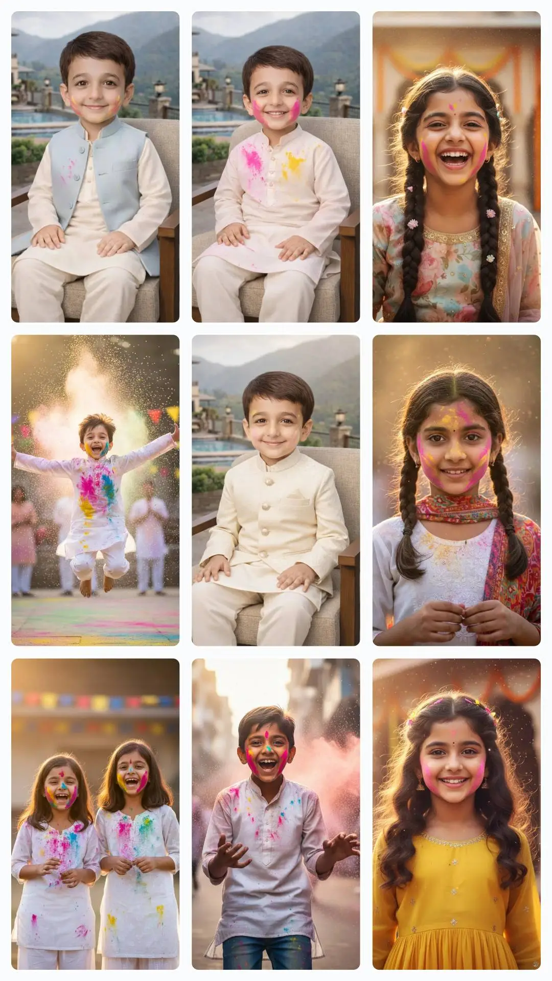 Kids Photo Prompts 1 READY-TO-USE HOLI PROMPTS- Boys & Girls