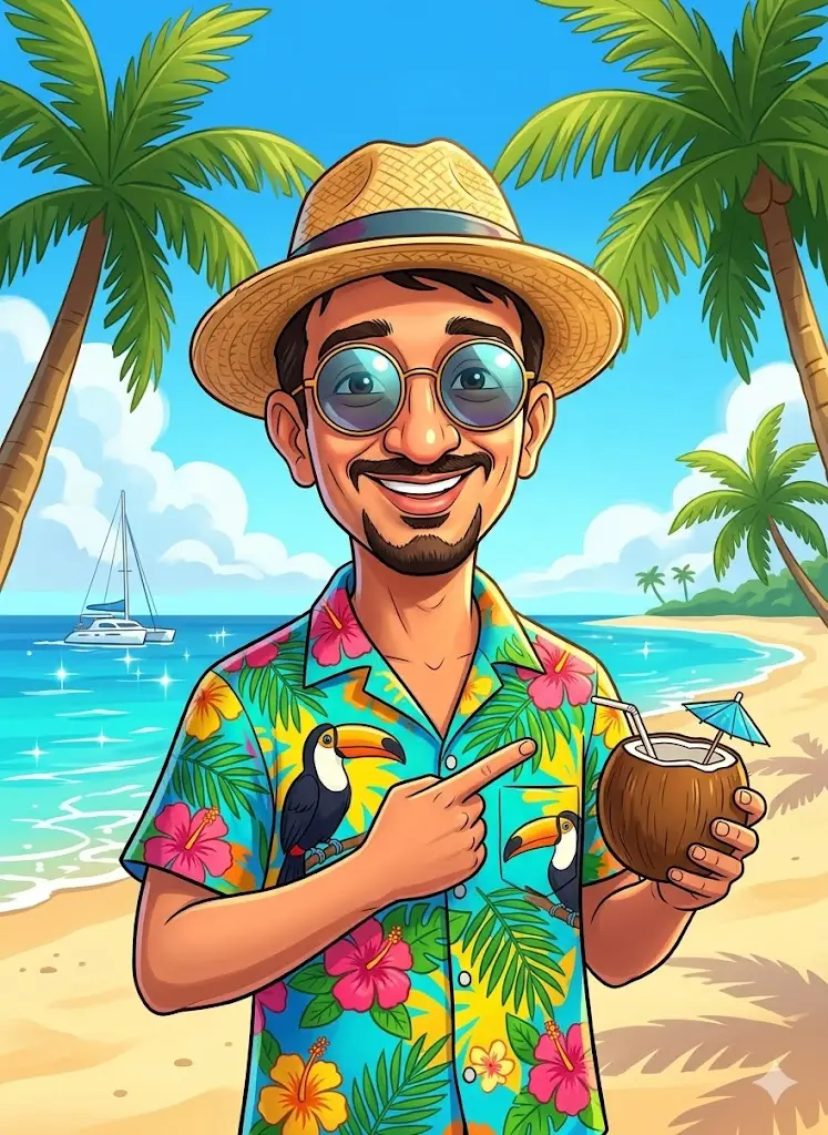 Beach Vacation Caricature