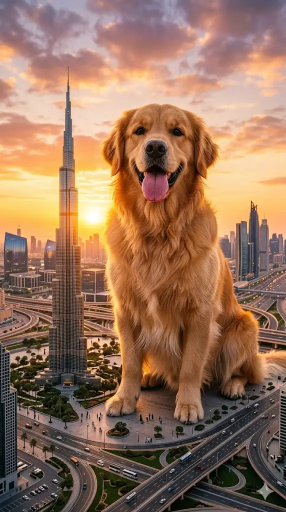 Home 43 Golden Retriever at Burj Khalifa