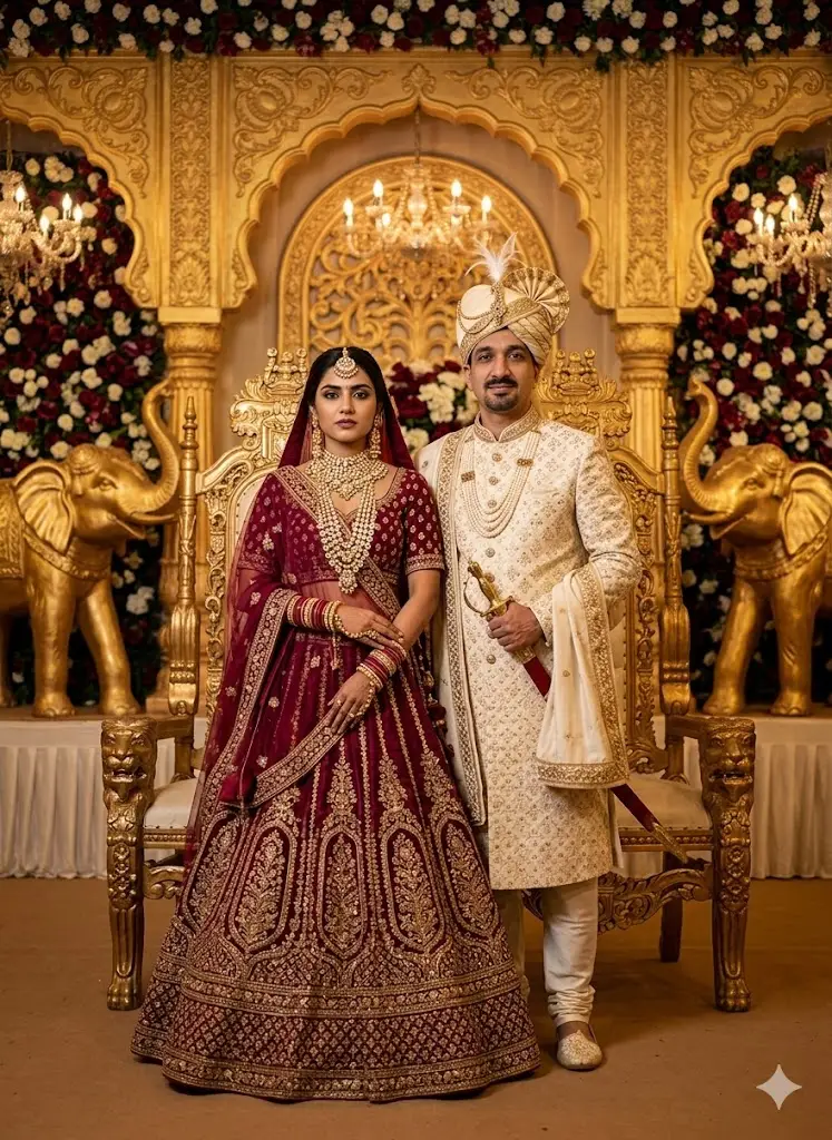 Luxury Royal Wedding Throne Pose