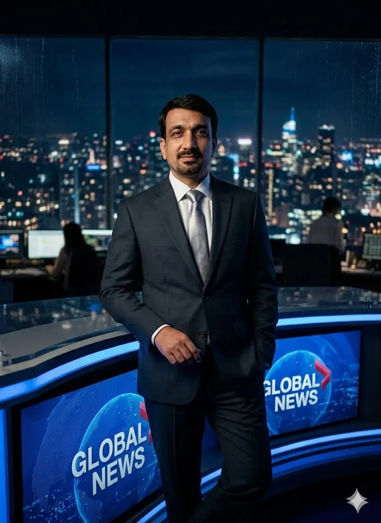 Night News Studio Anchor