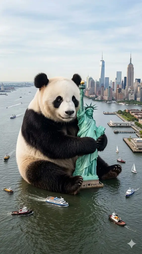 Home 39 Panda at Statue of Liberty