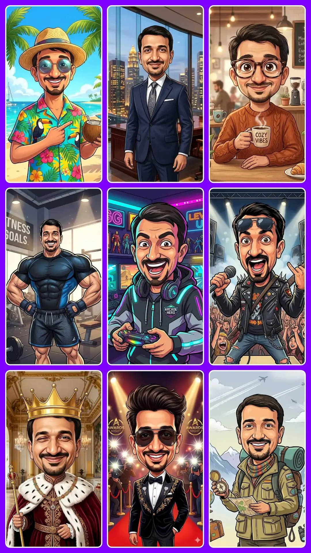 caricature ai photo editing prompts