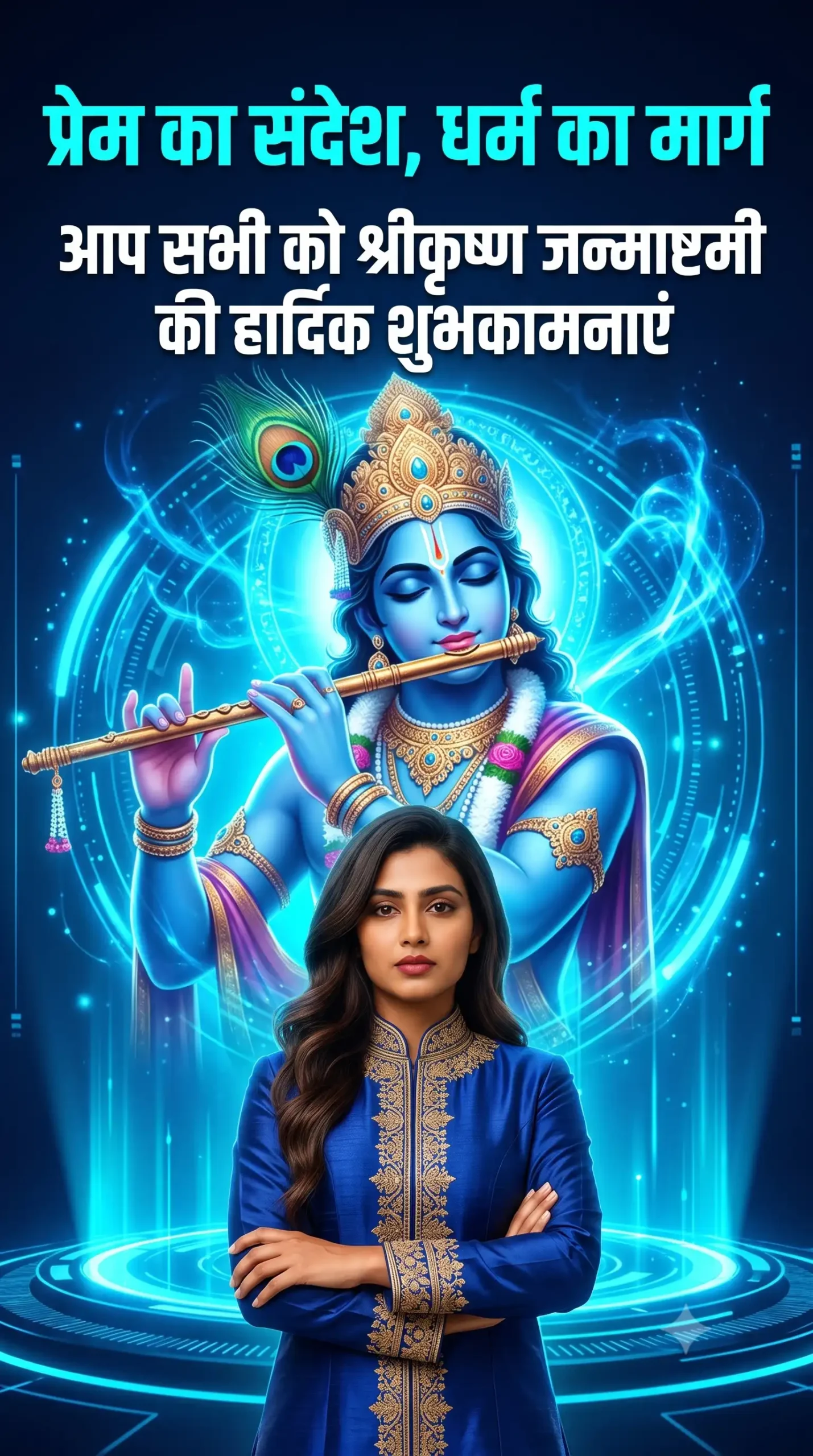 Modern AI Krishna Greeting