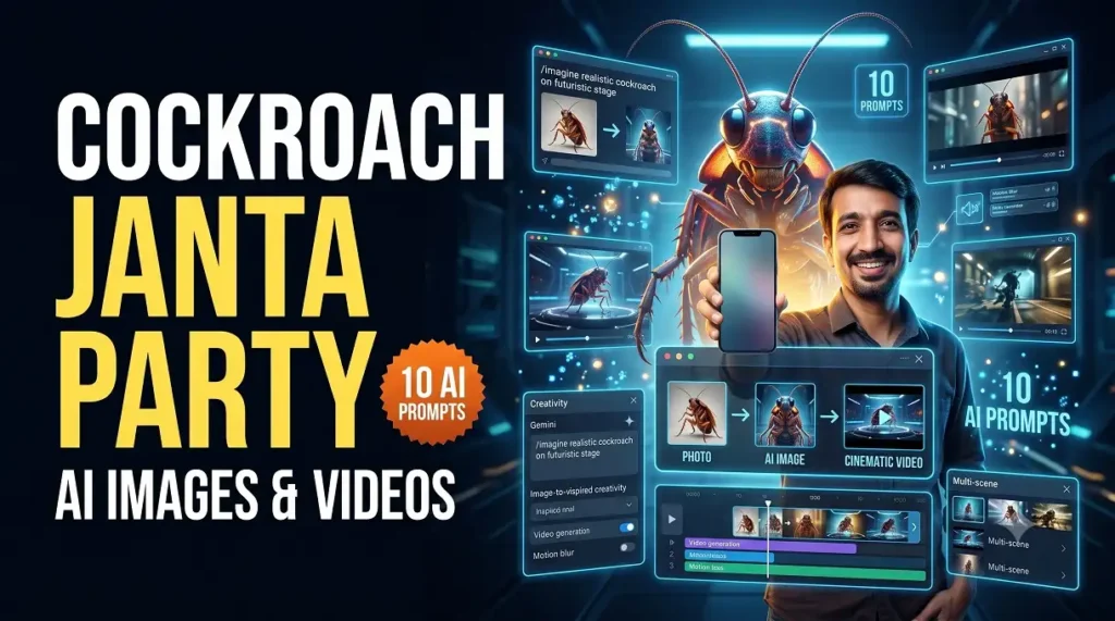 Cockroach Janta Party AI Images & Videos कैसे बनाएं? Kling AI, Gemini और Seedance Guide 1 Cockroach Janta Party Trend Inspired Ai Images And Videos